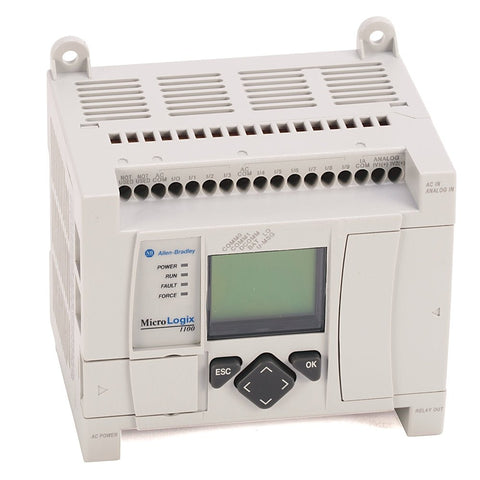 Allen-Bradley 1763-L16DWD MicroLogix 1100 PLC controller with LCD display and Ethernet support