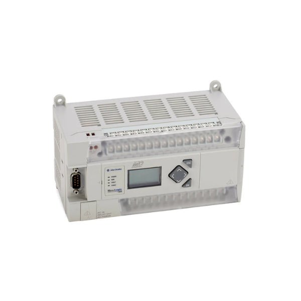 Allen-Bradley 1766-L32BWAA MicroLogix 1400 PLC, 20 DC inputs (12 fast), 12 relay outputs, 4 analog in, 2 analog out, 110/240V AC.