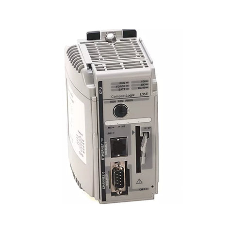 Allen-Bradley 1769-L35E CompactLogix controller with 1.5MB memory, EtherNet/IP and RS-232 ports, supporting up to 30 I/O modules for scalable automation.