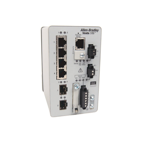 Allen-Bradley 1783-BMS06SGA Stratix 5700 unmanaged Ethernet switch, 6 ports, for efficient industrial network connectivity.