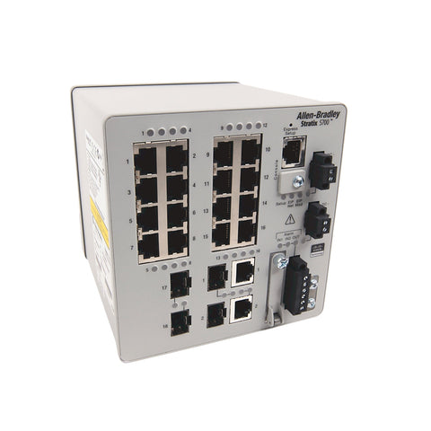 Allen-Bradley 1783-BMS20CGP Stratix 5700 managed Ethernet switch, 20 ports, for secure industrial network connectivity.