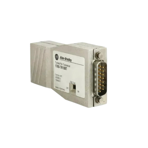  Allen-Bradley 1785-TR10BT PLC-5 fiber optic repeater, 10 Mbps, used for extending communication in industrial automation networks.
