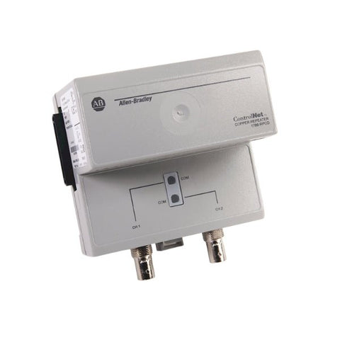 Allen-Bradley 1786-RPCD ControlNet right-angle repeater cable, for extending and connecting ControlNet networks in automation systems.