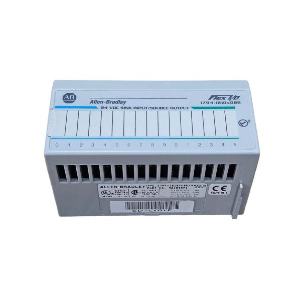 Módulo Allen-Bradley 1794-IB10XOB6 Flex I/O, 10 entradas digitais e 6 saídas, ideal para controle industrial eficiente.