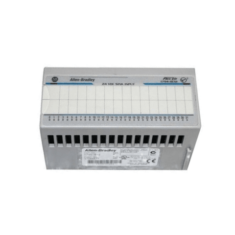 Allen-Bradley 1794-IB32 FLEX I/O digital input module with 32 sinking inputs, 24V DC, divided into 2 groups of 16.