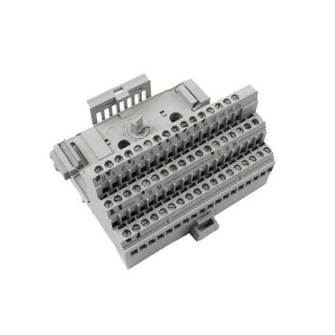 Allen-Bradley 1794-TB3 FLEX I/O terminal block with 16 terminals, screw clamp wiring, and DIN rail mount for modular industrial automation systems.