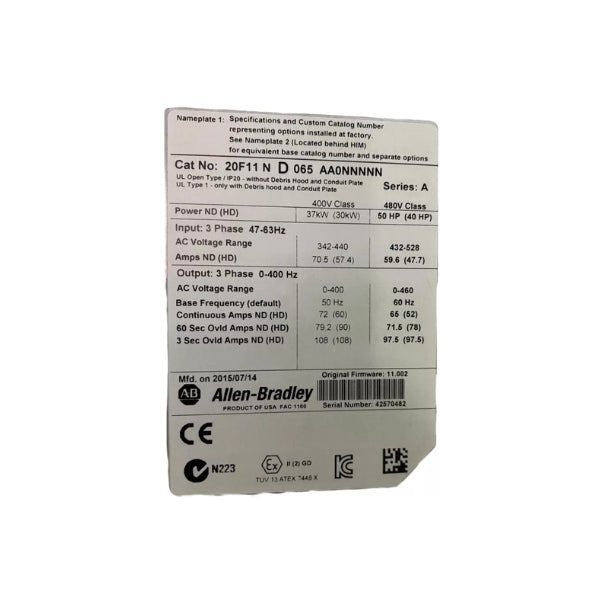 Allen - Bradley 20F11ND065AA0NNNNN - DDPARTS SOLUTION