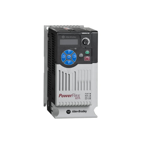 Allen-Bradley 25A-D010N104 PowerFlex 523 AC drive, 5 HP, 480V, 10.5A, 3-phase, Frame B, IP20, open type.