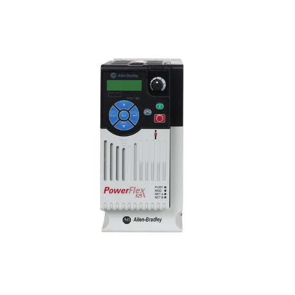 PowerFlex 525 AC Drive, 240V AC, 3-phase, 5 HP, Frame B, IP20/NEMA Open Type, embedded EtherNet/IP and safety features.