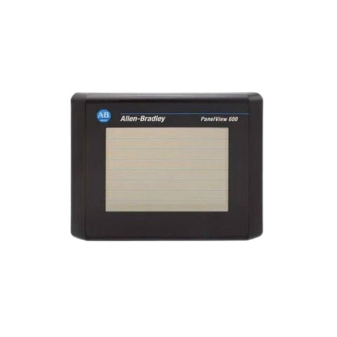 PanelView 600 HMI, 5.7-inch color touchscreen, RS-232 DF1 communication, 24V DC power supply.