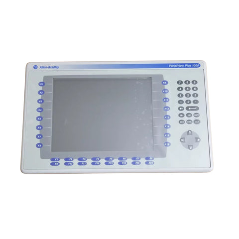 Allen-Bradley 2711P-B10C4D8 PanelView Plus 6 1000 HMI, 10" color display with keypad/touch, DC power, Ethernet/RS-232 communication.
