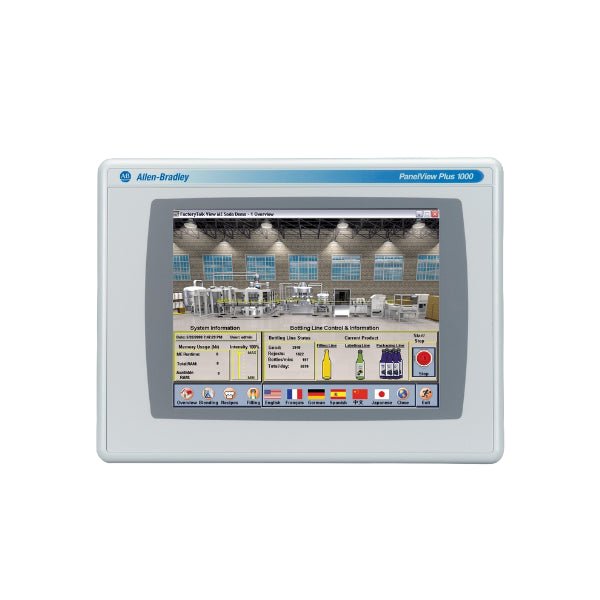 Allen-Bradley 2711P-T10C4D8 PanelView Plus 7 HMI, 10-inch touchscreen, DC power, for industrial control systems