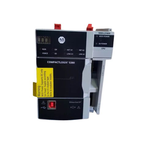 Allen-Bradley 5069-L310ER CompactLogix 5380 controller with 1MB memory, dual Ethernet, and quad-core processor for high-performance automation.