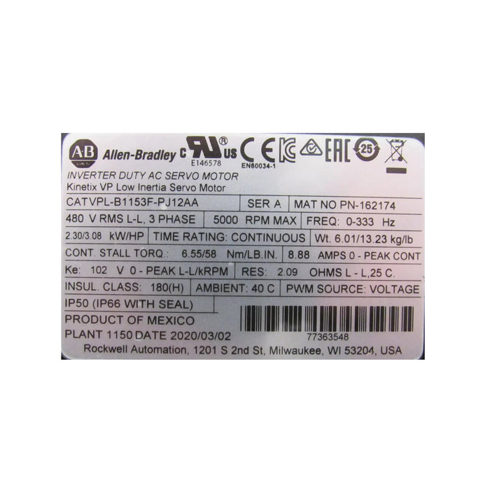 Allen - Bradley VPL - B1153F - PJ12AA - DDPARTS SOLUTION