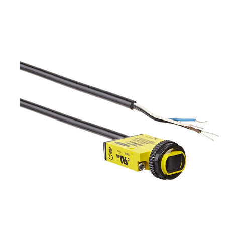 Banner Mini-Beam SM312LV diffuse photoelectric sensor with visible red LED for short-range industrial detection.
