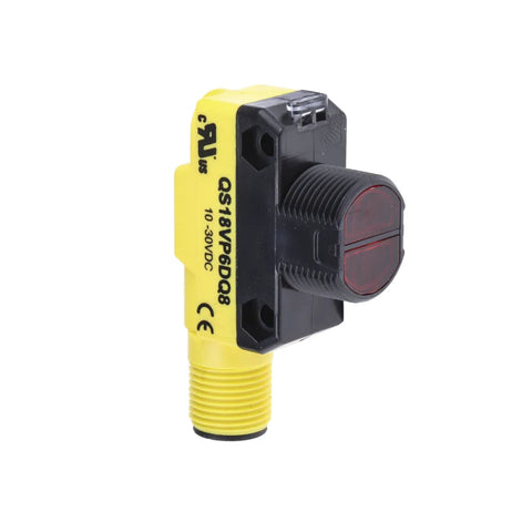 Banner QS18VP6DQ8 ultrasonic sensor with PNP output and IP67 housing for industrial distance and object detection.
