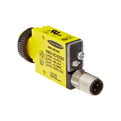 Banner SM312CV2QD Mini-Beam® Convergent Photoelectric Sensor for industrial automation.
