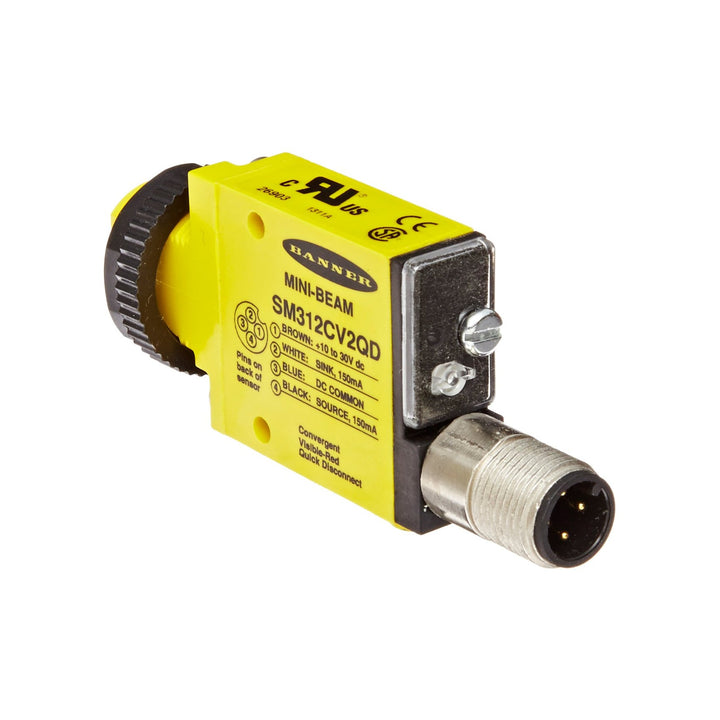 Banner SM312CV2QD Mini-Beam® Convergent Photoelectric Sensor for industrial automation.