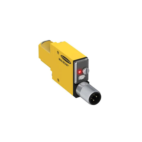 Banner SM312FQD Mini-Beam infrared fiber optic amplifier with M12 QD connector.