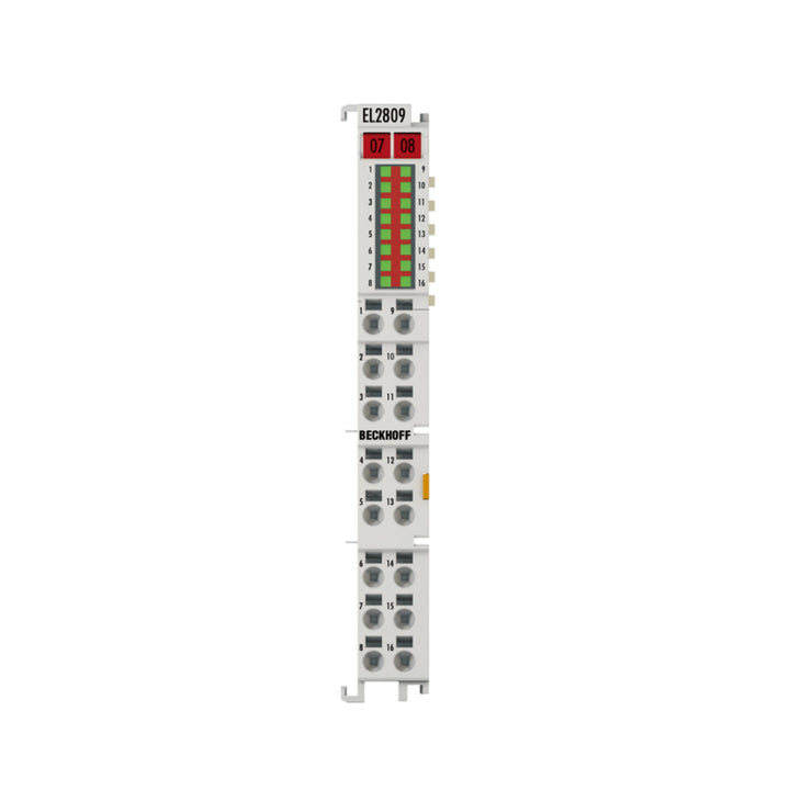 Beckhoff EL2809 16-channel 24V DC digital output terminal (0.5A per channel) for industrial automation, ensuring precise and reliable signal control.