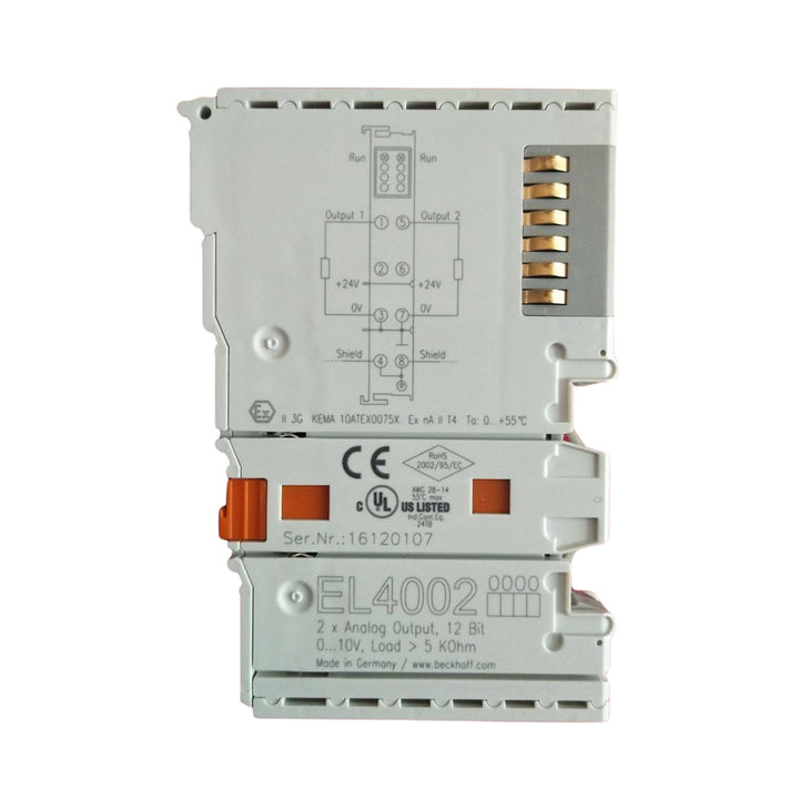 Beckhoff EL4002 analog output terminal, 2-channel, 0–10 V, 12-bit resolution