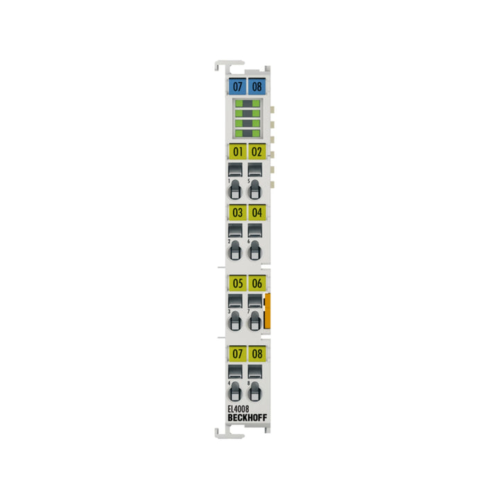 Beckhoff EL4008 8-channel 0-10V analog output terminal for industrial automation, ensuring precise and reliable voltage control in automation systems.