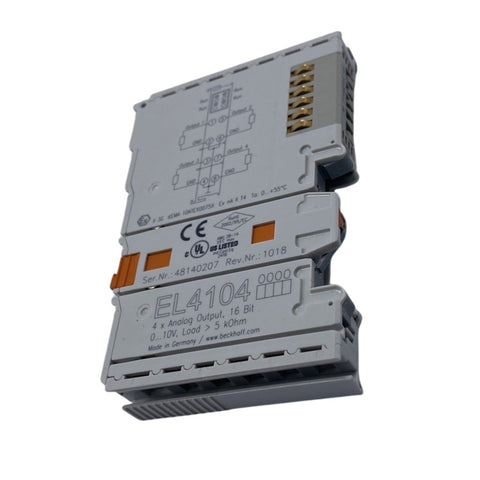 Beckhoff EL4104 analog output terminal, 4-channel, 0–10 V DC, 12-bit resolution