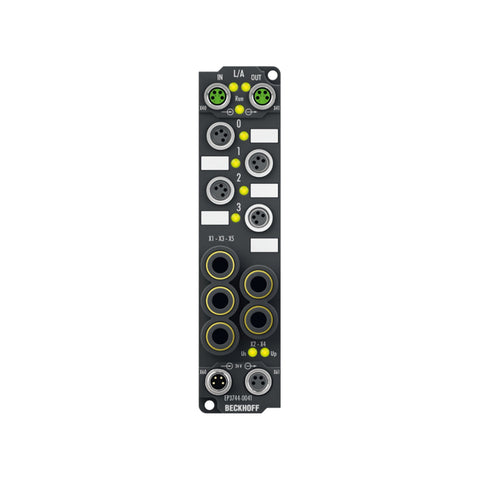 Beckhoff EP3744-0041 EtherCAT coupler module for integrating modular I/O terminals in industrial automation.