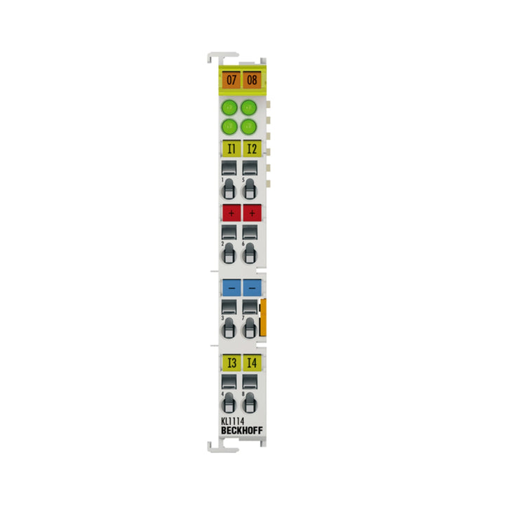 Beckhoff KL1114 4-channel 24V DC digital input terminal with positive logic, ideal for reliable signal acquisition in industrial automation.