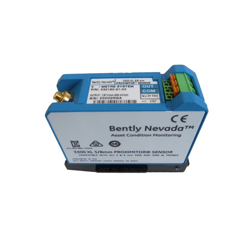 Bently Nevada 330180-91-00 3300 XL Proximitor sensor with high-range and standard polarity for vibration monitoring.