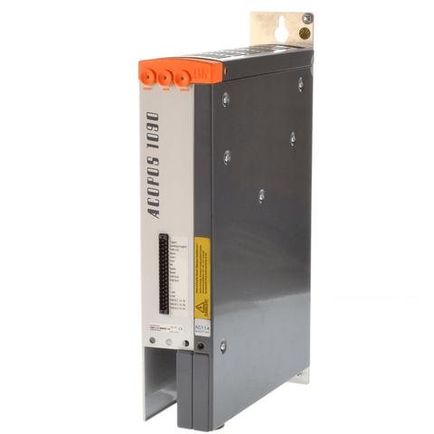 B&R 8V1090.00-2 ACOPOS servo drive with 4 kW power, 8.8 A output, integrated line filter, braking resistor, and modular design for industrial automation.