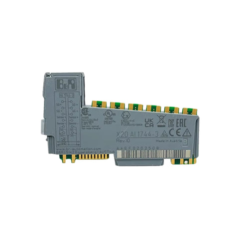 B&R X20AI1744-3 analog input module with 1 full-bridge strain gauge input and 24-bit resolution for precise industrial measurements.