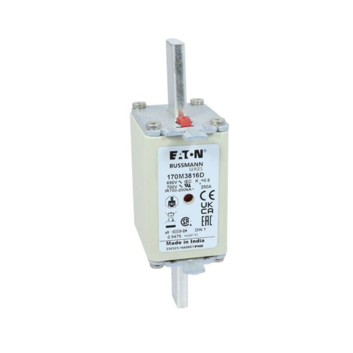 Eaton Bussmann 170M3816D high-speed square body fuse, 250 A, 690 V AC, Class aR