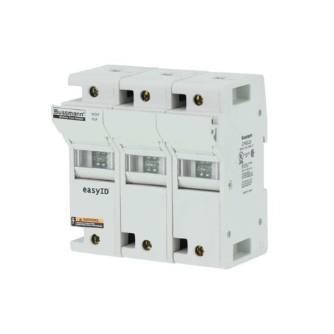 Bussmann CH60J3I modular fuse holder, Class J, 3-pole, 60 A, 600 V AC/DC with neon lamp