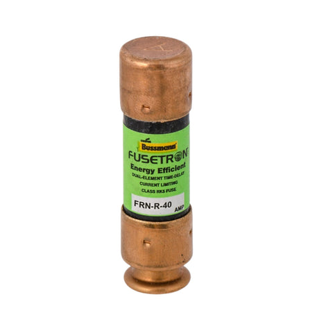 Bussmann FRN-R-40 Class RK5 fuse, 40 A, 250 V AC / 125 V DC, dual-element time-delay