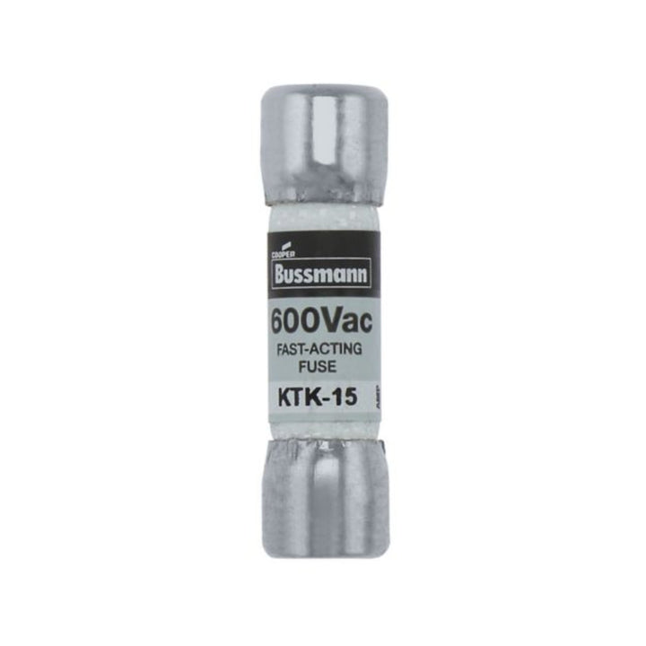 Bussmann KTK-15 fast-acting ferrule fuse, 15 A, 600 V, 100 kAIC