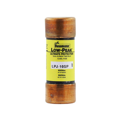 Bussmann LPJ-10SP Class J fuse, 10 A, 600 V AC, dual element, time-delay