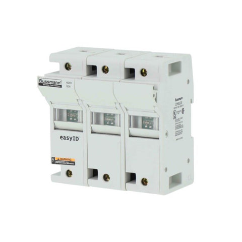 Bussmann CH60J3I modular fuse holder, Class J, 3-pole, 60 A, 600 V AC/DC with neon lamp