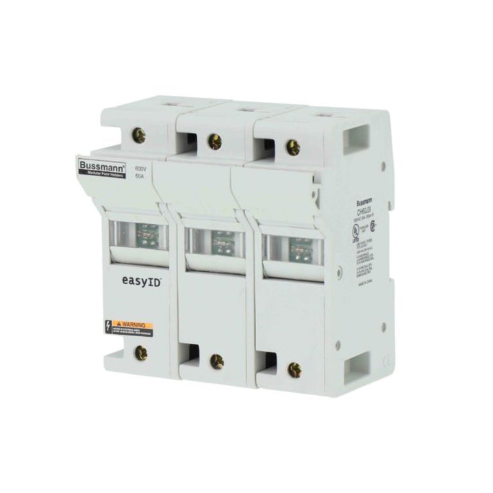 Bussmann CH60J3I modular fuse holder, Class J, 3-pole, 60 A, 600 V AC/DC with neon lamp