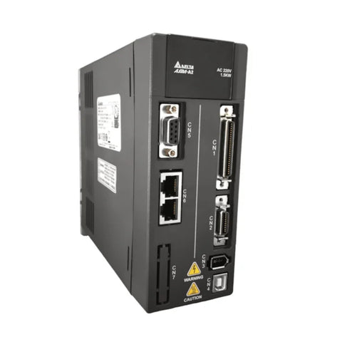 Delta ASD-A2-1521-M 1.5 kW servo drive with 220V AC input, featuring CANopen communication and advanced motion control capabilities for industrial automation.