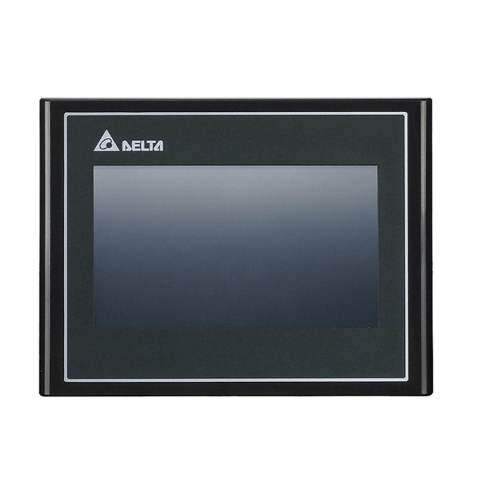 Delta DOP-103BQ 4.3" compact HMI with 480x272 resolution, USB and RS-232/485 ports, ideal for basic industrial automation systems.