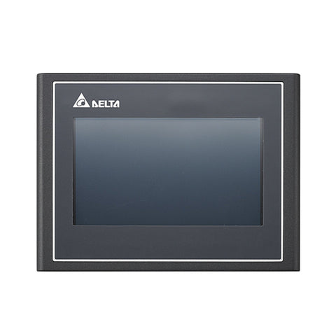 Delta DOP-103WQ 4.3" HMI with 480x272 TFT screen, Ethernet, USB, and serial ports for industrial automation control systems.