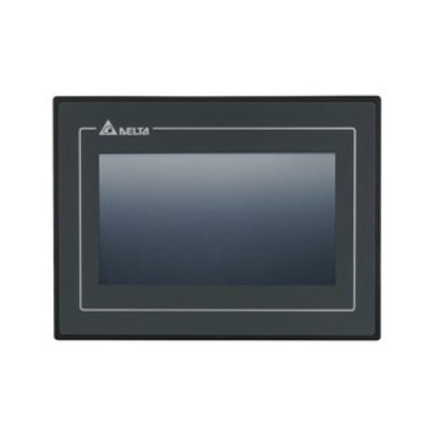 Delta DOP-107BV 7" HMI with 800x480 TFT, Cortex-A8 CPU, USB ports, and COM interface, ideal for industrial automation panels.
