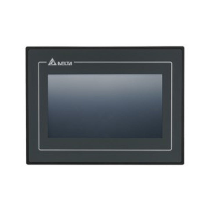 Delta DOP-107BV 7" HMI with 800x480 TFT, Cortex-A8 CPU, USB ports, and COM interface, ideal for industrial automation panels.