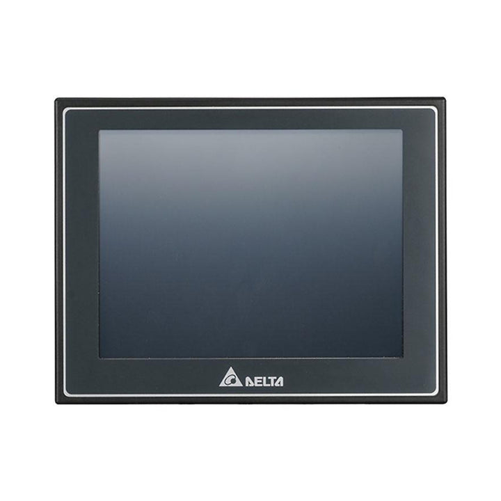 Delta DOP-107EG 7" HMI with 800x480 TFT screen, Ethernet, USB, and serial ports for industrial control systems.