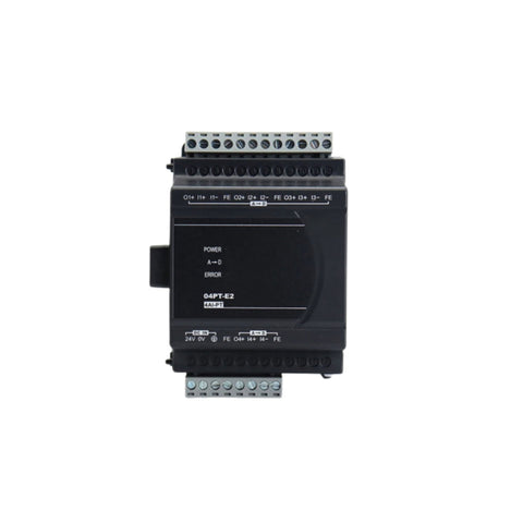 Delta DVP02DA-E2 PLC Module featuring versatile I/O capabilities and robust industrial design.