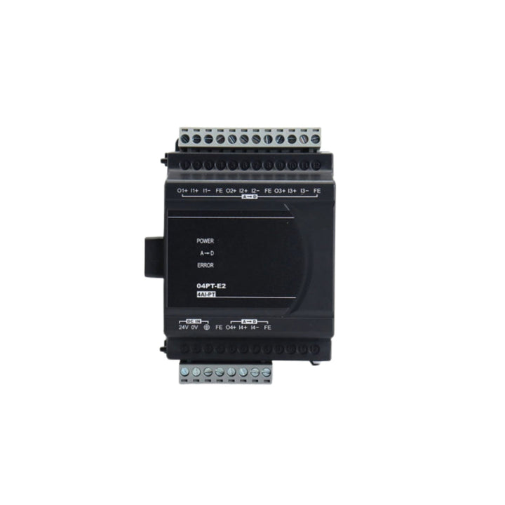 Delta DVP02DA-E2 PLC Module featuring versatile I/O capabilities and robust industrial design.