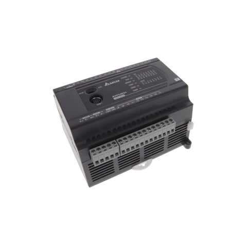 Delta DVP24ES200T PLC Module with a robust industrial design and reliable performance for automation needs.