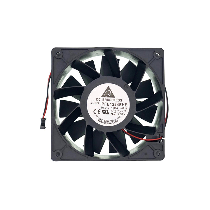 Delta PFB1224EHE 24 V DC axial cooling fan 120 × 120 × 38 mm for industrial thermal management.