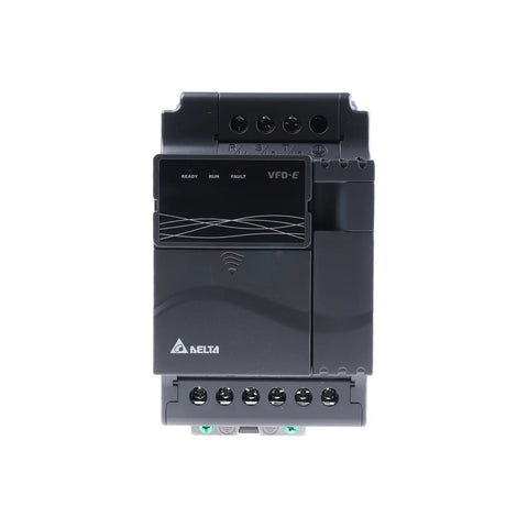 Delta VFD022E43A frequency drive with compact and efficient design for industrial use.